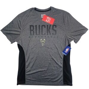 Milwaukee Bucks Basketball NBA T Shirt Mens XL‎ Gray Short Sleeve Ultra Game NWT